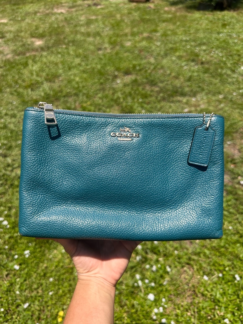 Coach Teal Lyla double zipper Crossbody Purse